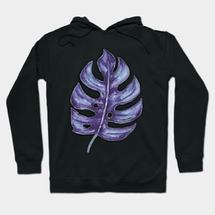 Purple monstera leaf with fenestrations Hoodie